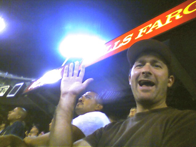 Matt at the Reds Sox - Oakland Game.  Sox won.